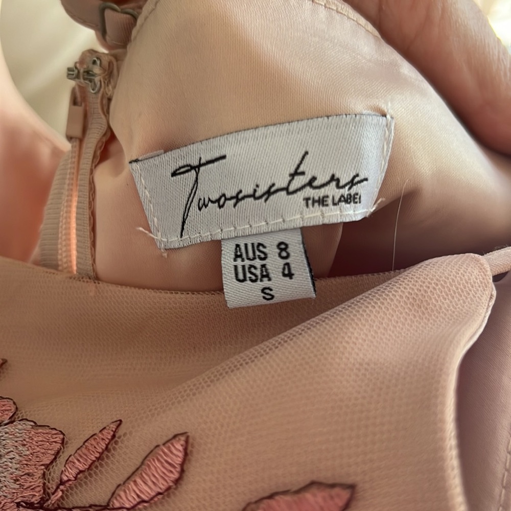 Two Sisters. Small size 4. Blush embroidered Mini dress - Picture 3 of 6